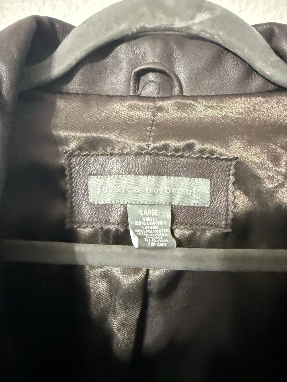 Jessica Holbrook Brown Genuine Leather Jacket Large - Picture 2 of 4